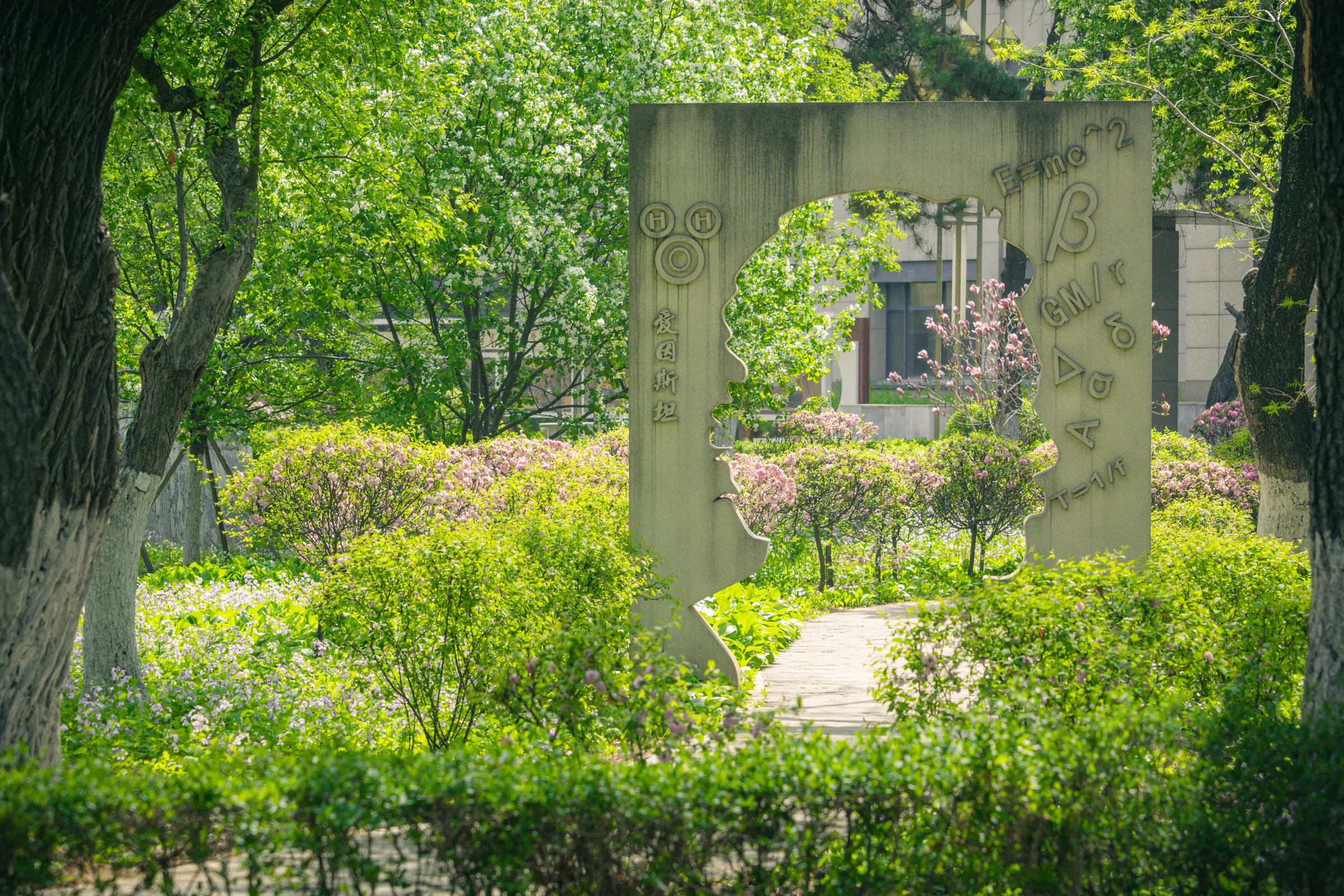 绿荫深处的石质门廊与小路